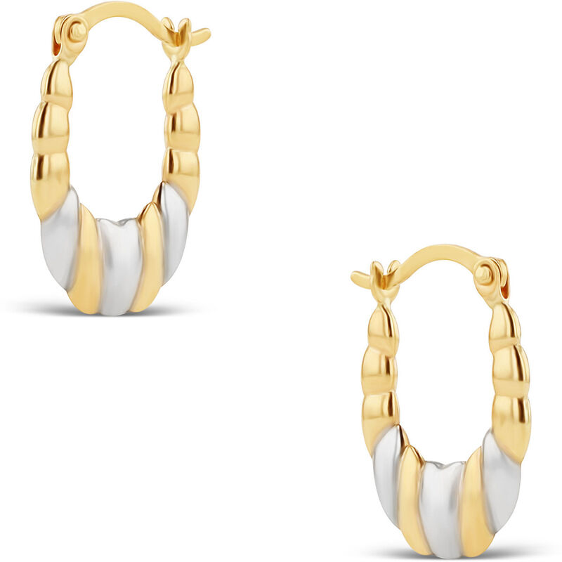 Arracadas Ovaladas De Oro Amarillo Y Blanco 10K... image number null