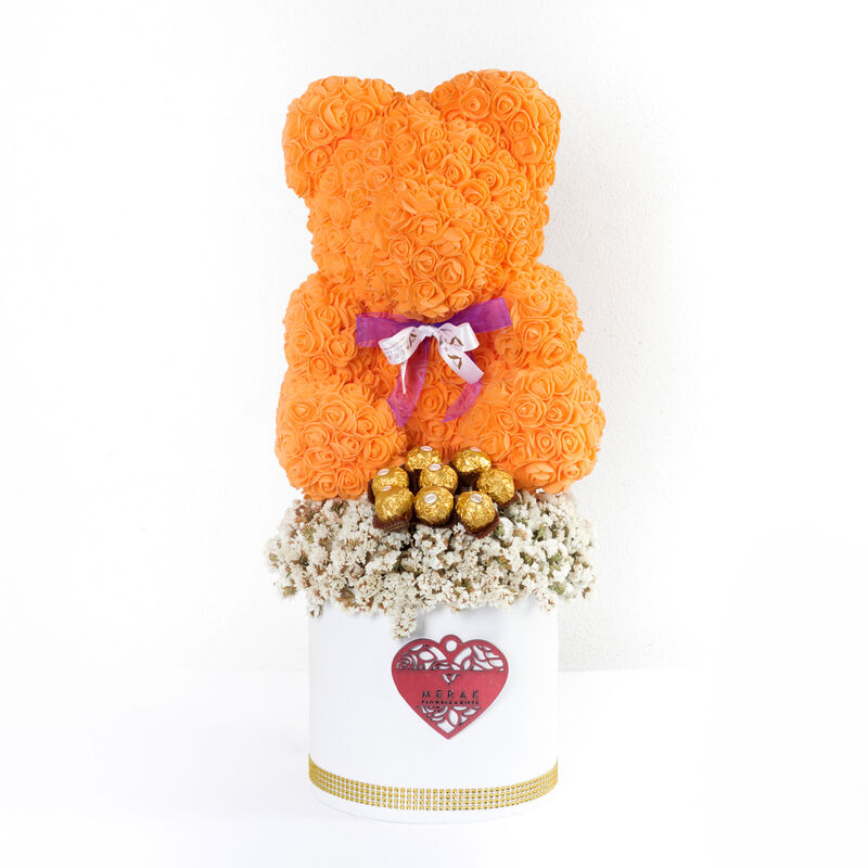 Caja de Flores Oso de Foami y Chocolates image number null