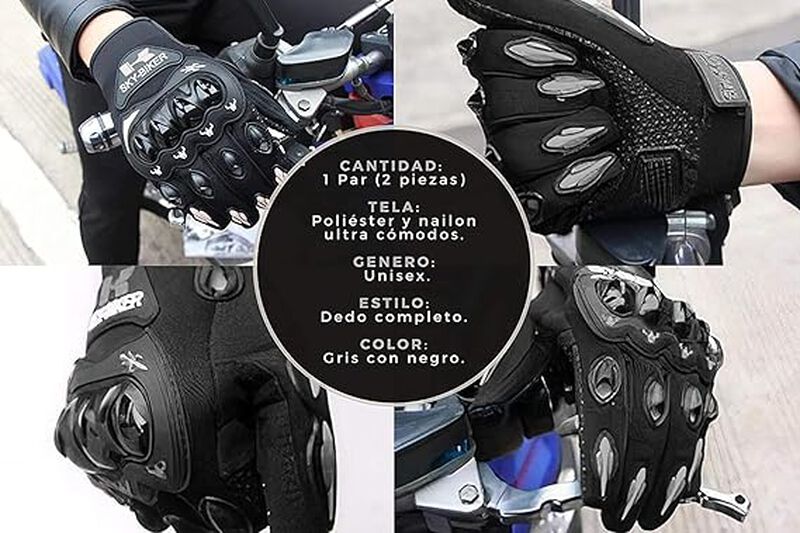 Guantes para Motociclista  Negro Gris XXL  Blue... image number null