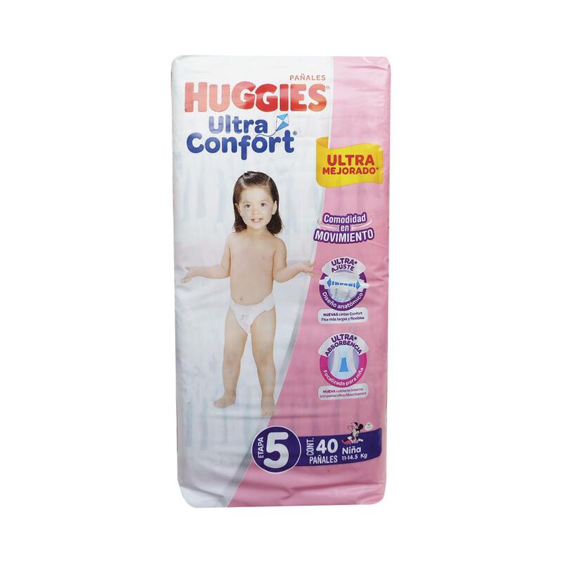Huggies Ultra Confort Ni&ntilde;a E5 C/40 Pa&ntilde;ales image number null