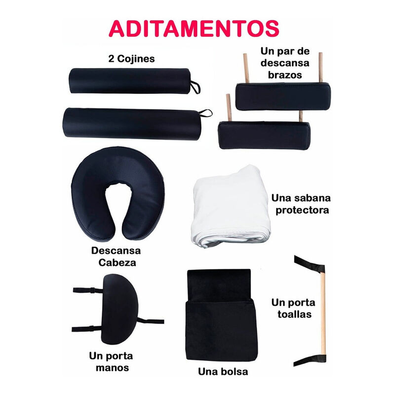 Cama de Masaje con Accesorios Plegable Reclinab... image number null