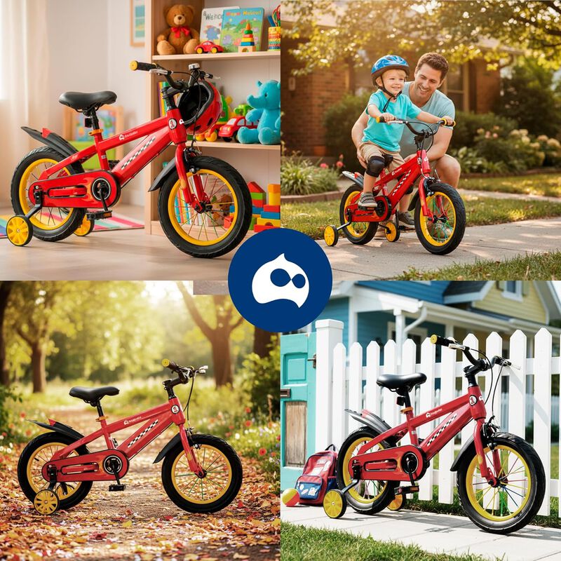 Bicicleta Infantil R14 Con Ruedas De Apoyo, Dob... image number null