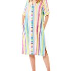 Vestido Corto de Viscosa con Rayas Rosa