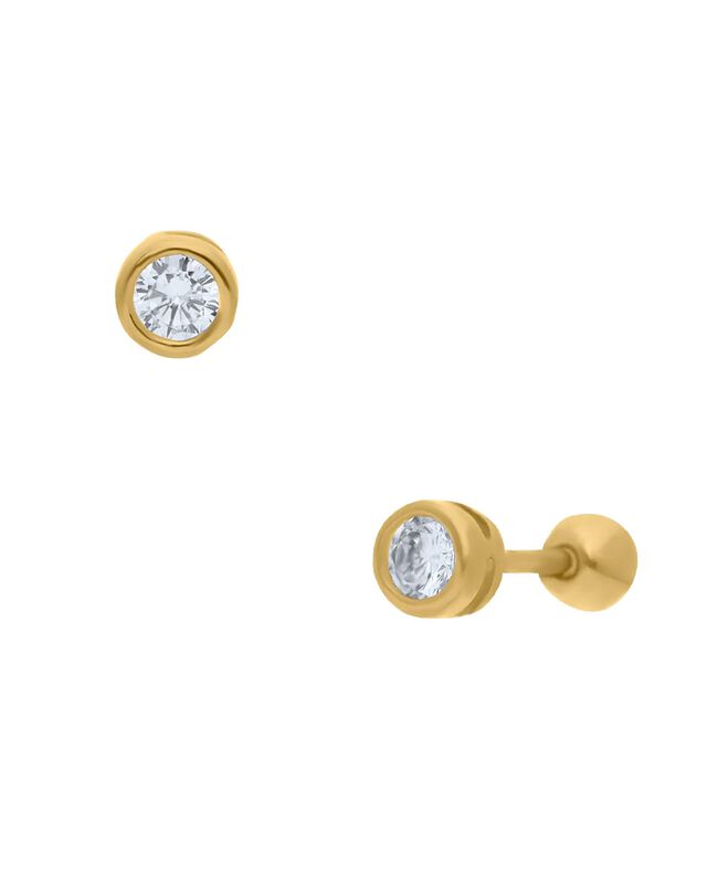 Broqueles De Oro Amarillo 14k Con Zirconia image number null