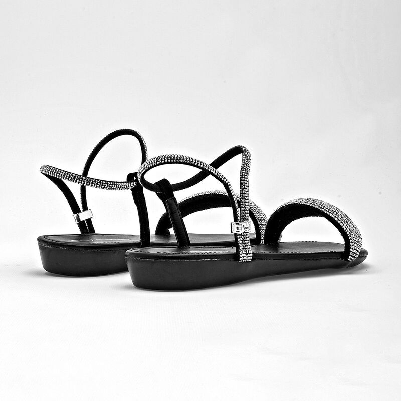 Clasben sandalia piso para mujer plata negro co... image number null