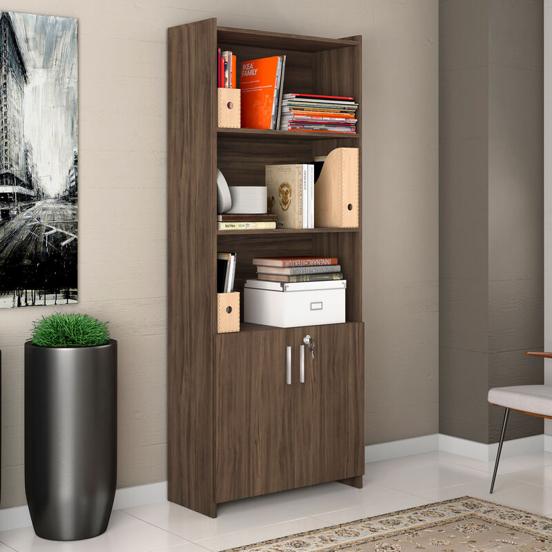 Librero 5 Repisas Moderno Decorativo Con Puerta... image number null