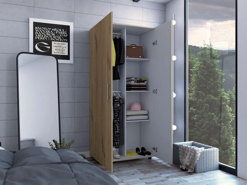 Closet Derek Caf&eacute; Claro y Blanco Virtual Mueble... image number null