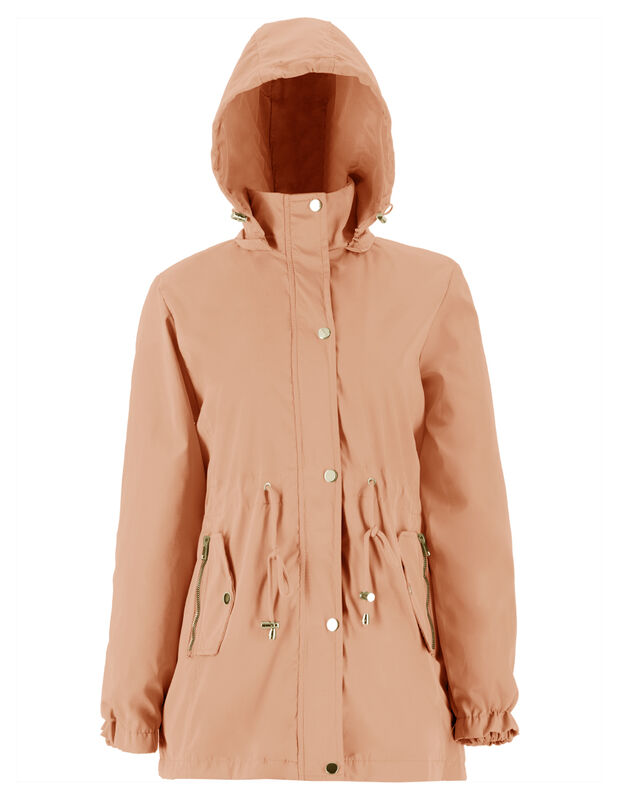 Chamarra Larga Mujer Rompevientos Con Gorro image number null