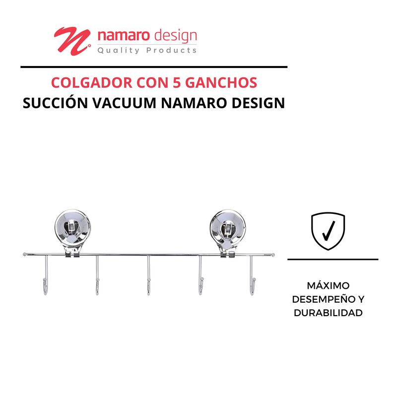 Colgador Con 5 Ganchos Succi&oacute;n Vacuum Namaro De... image number null