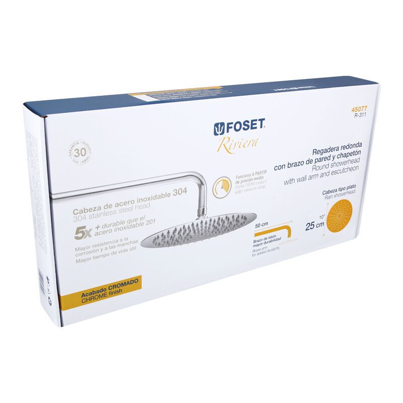Regadera Cromo 10' Plato Redondo delgado con Br... image number null