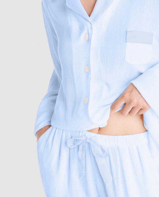 Pijama Largo Jacquard Celeste image number null