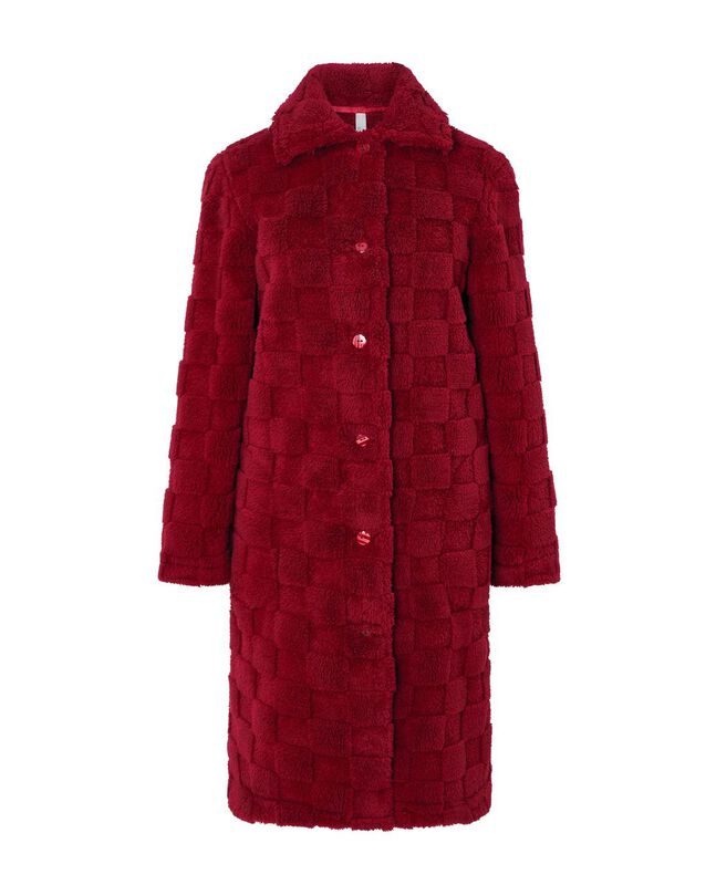 Bata Abotonada a Cuadros Jaquard Rojo image number null