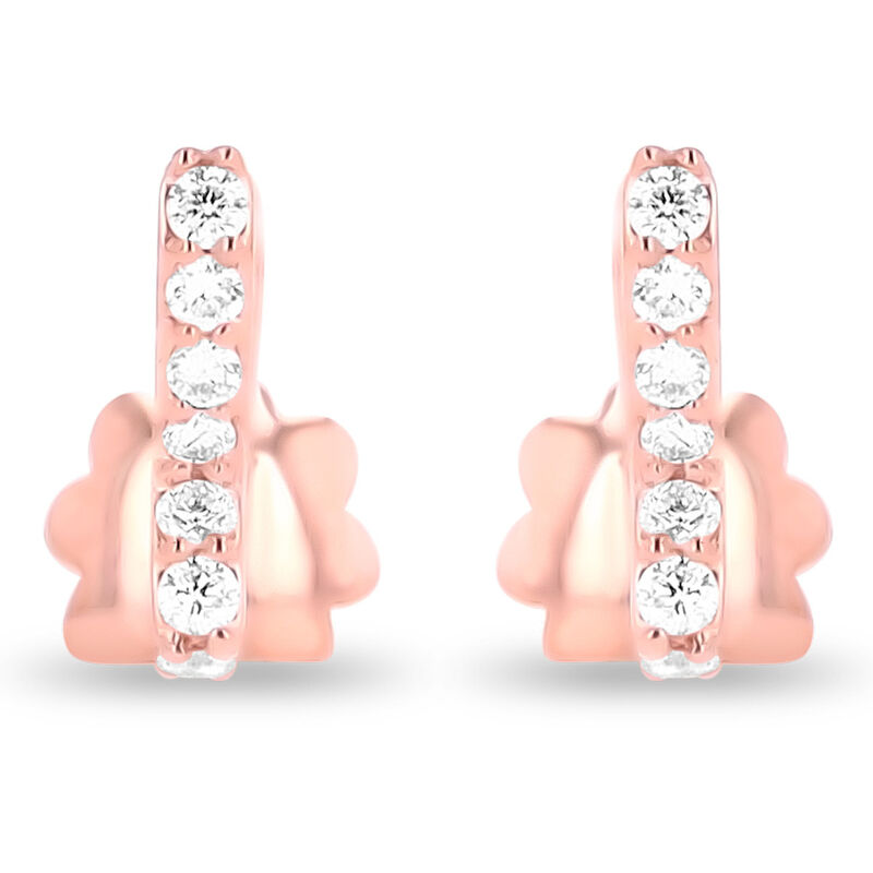 Aretes De Mariposa De Oro Rosa 14k Con 15pts De... image number null
