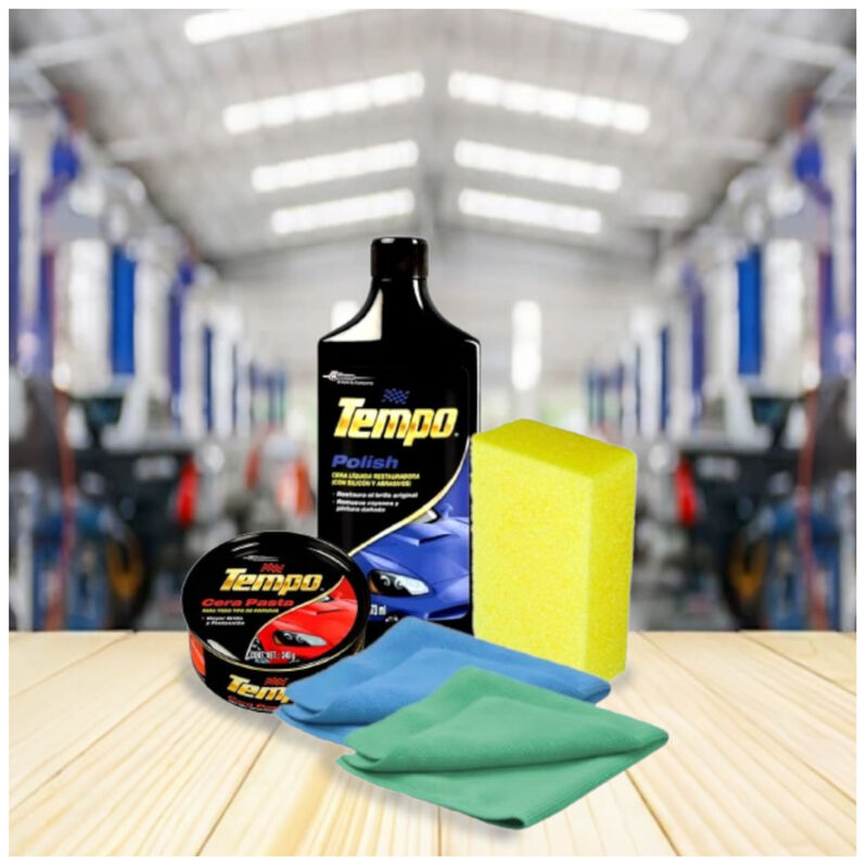 Cera pasta Tempo y cera l&iacute;quida Polish + eponja... image number null