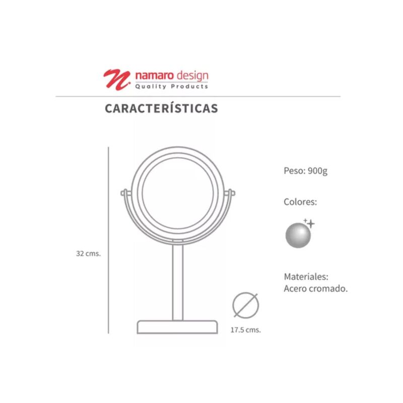 Espejo De Vanidad Con Luz Y Aumento Namaro Desi... image number null