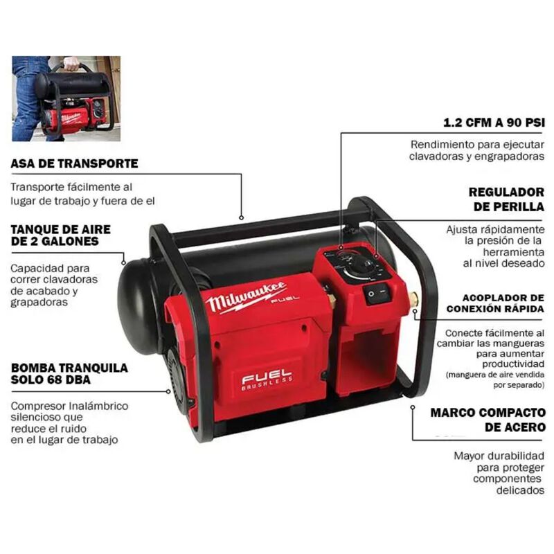 Compresor Silencioso M18 FUEL Milwaukee 2840-20... image number null