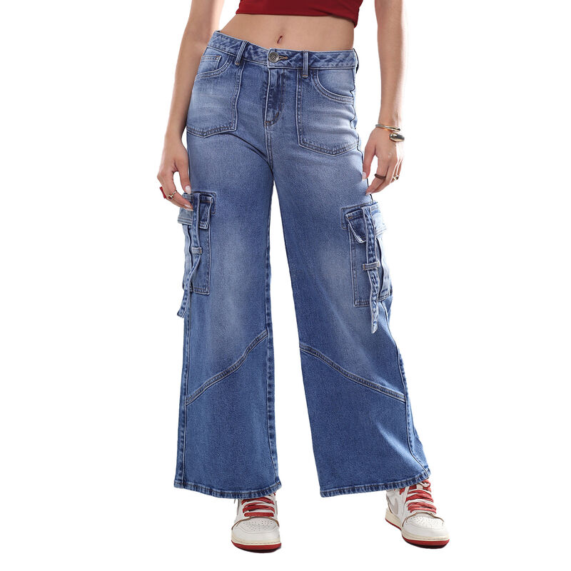 Jeans Wide Leg Tiro Medio Azul Medio Sb4595 Muj... image number null