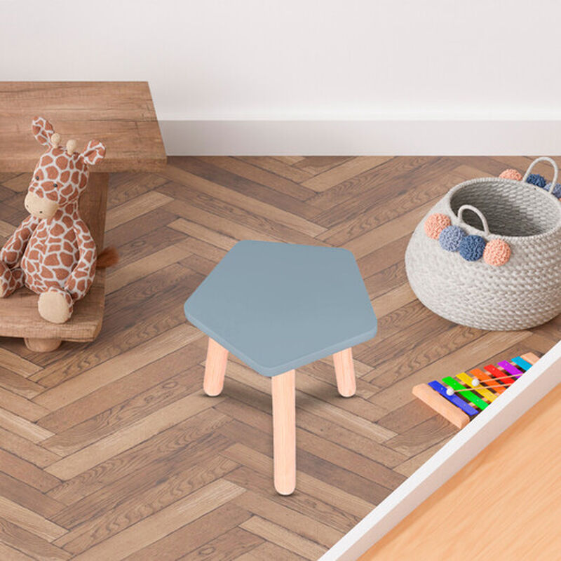 Banquito de Madera para Ni&ntilde;os- Pentagono - Azul image number null