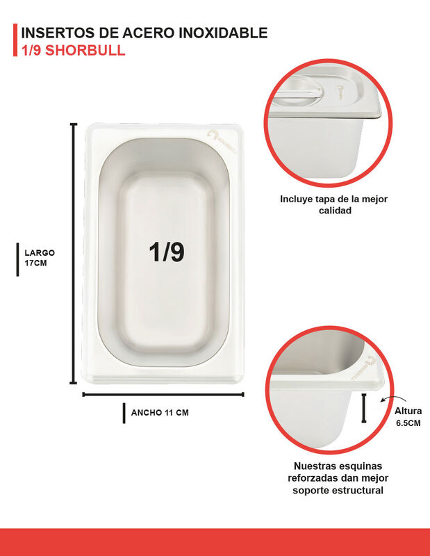 Inserto acero inoxidable noveno 1/9 6.5 Shorbul... image number null