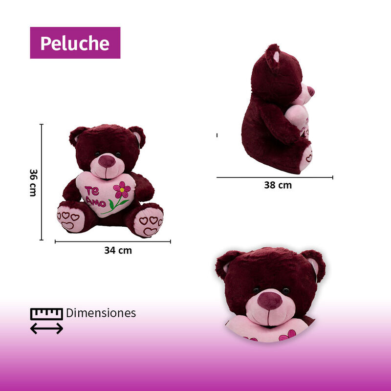 Oso De Peluche Morado Coraz&oacute;n Te Amo Regalo De ... image number null