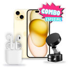 Combo Smartphone Apple Iphone 15 Plus Esim 256gb Amarillo (reacondicionado Certificado) + Aud&iacute;fonos Bluetooth Y Soporte