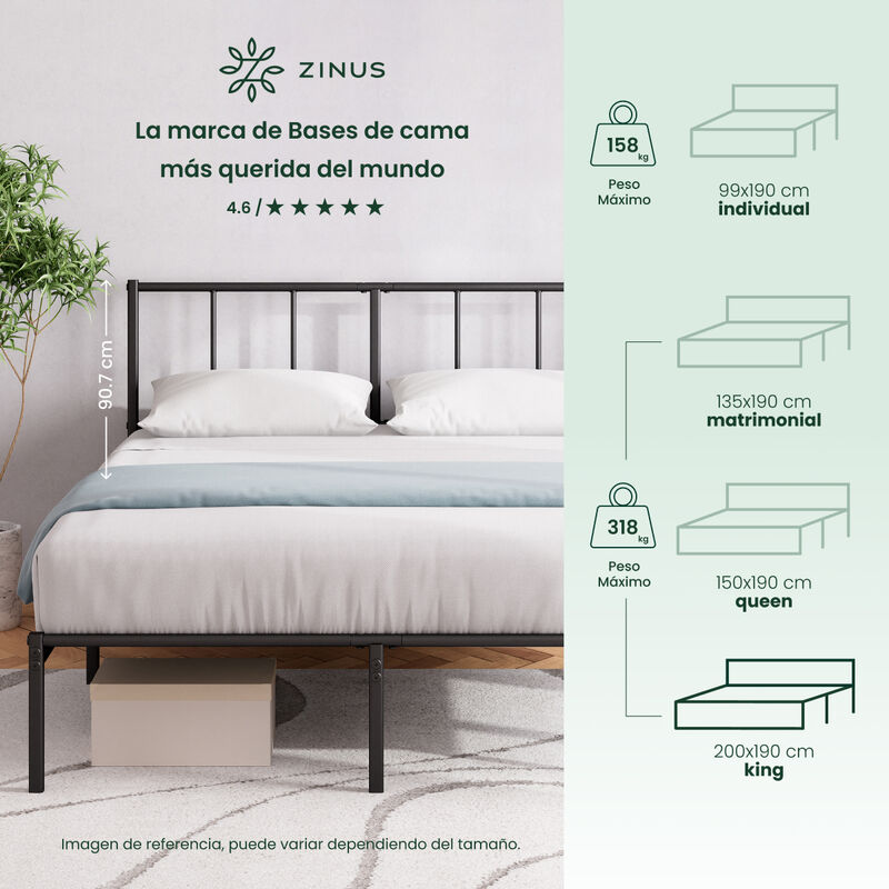 Zinus Florence | Base De Cama Con Cabecera Met&aacute;... image number null