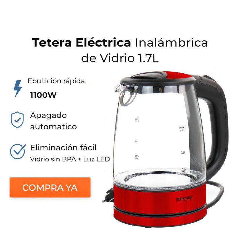 Hervidor El&eacute;ctrico De Agua Better Chef Vidrio 1... image number null