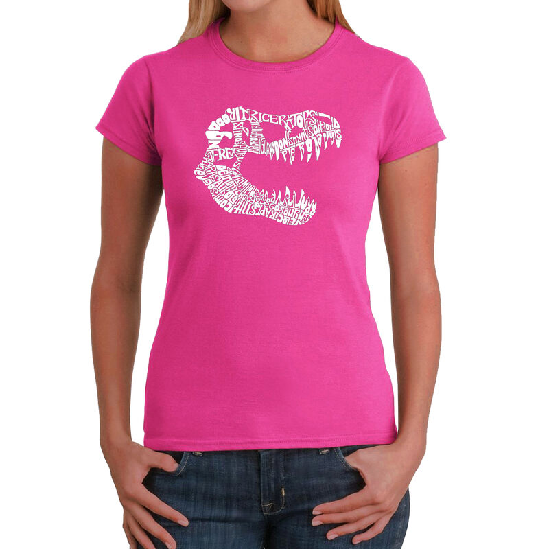Camiseta Word Art Para Mujer - T-Rex- Rosa image number null
