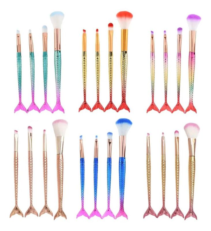 Set de 10 Brochas Sirena Maquillaje De 4pz Rost... image number null