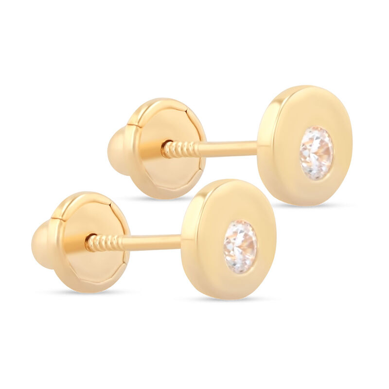 Broqueles De Oro Amarillo 14k Con Zirconias image number null