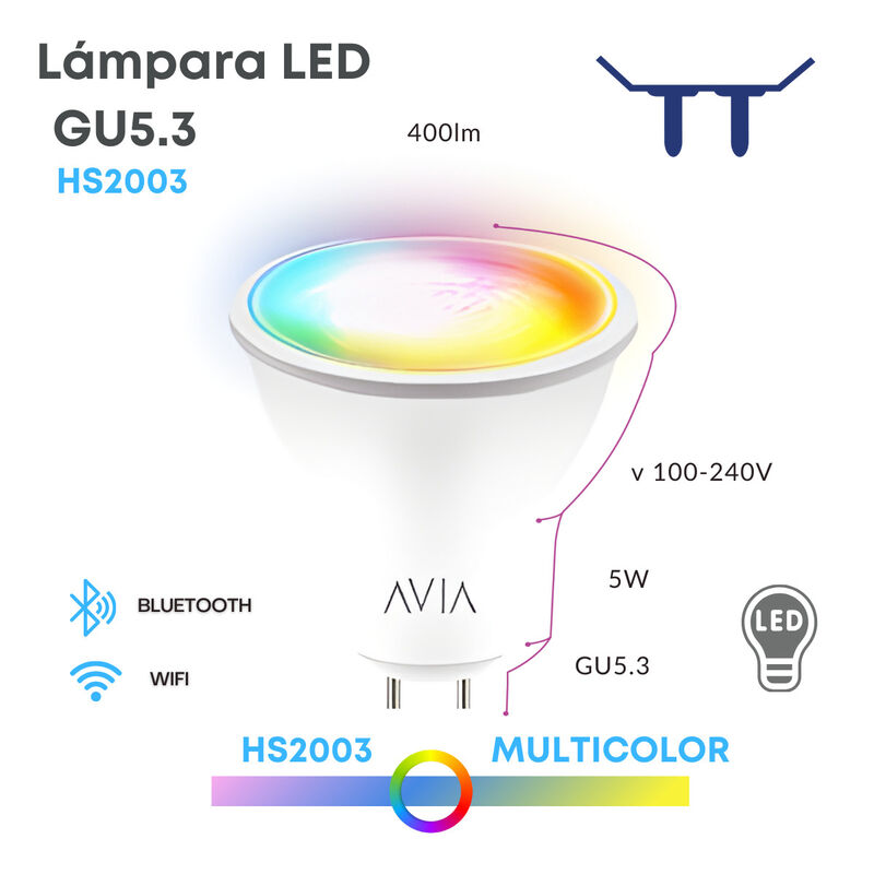 Pack 5 piezas Foco Led Dicroico Gu5.3 Inteligen... image number null
