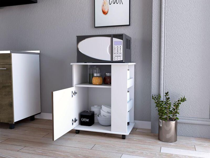 Alacena Tahara Nogal y Blanco Con Rodachinas Vi... image number null