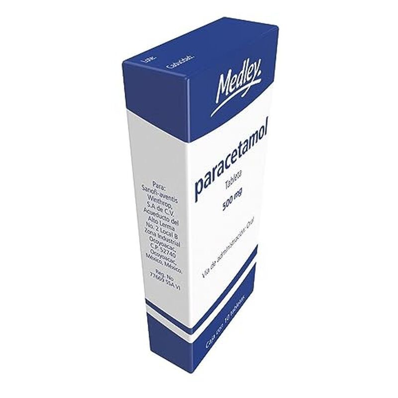 Paracetamol 500 gm, Caja con 10 Tabletas image number null