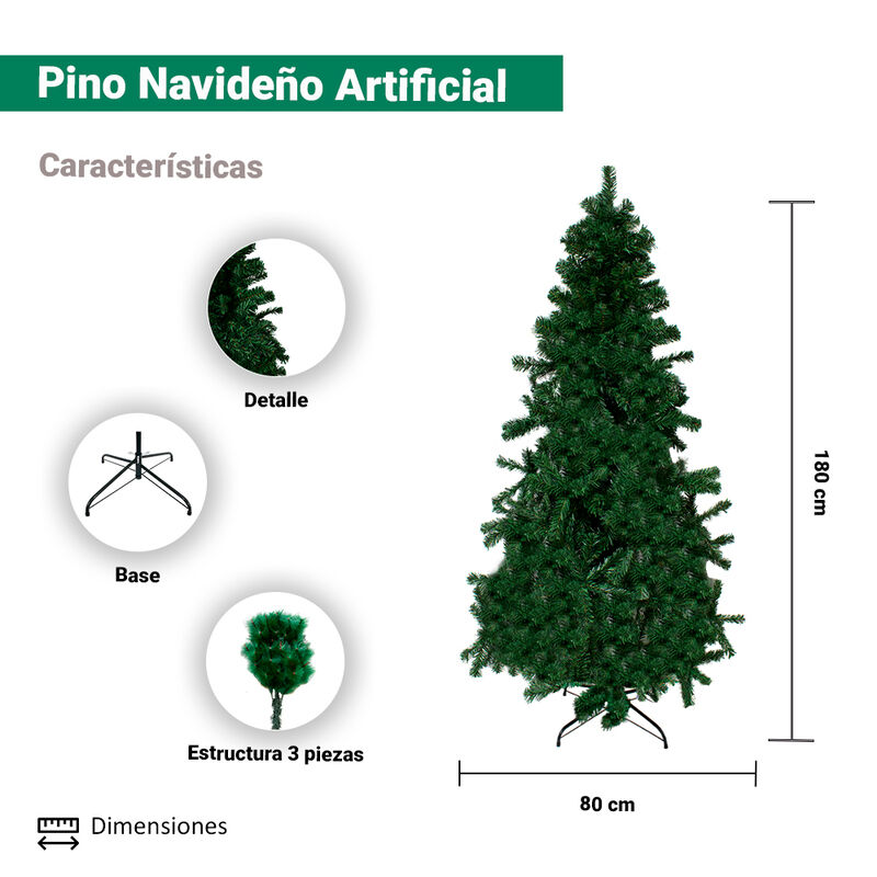 Árbol Pino De Navidad Verde 1.80 Metros Vara De... image number null