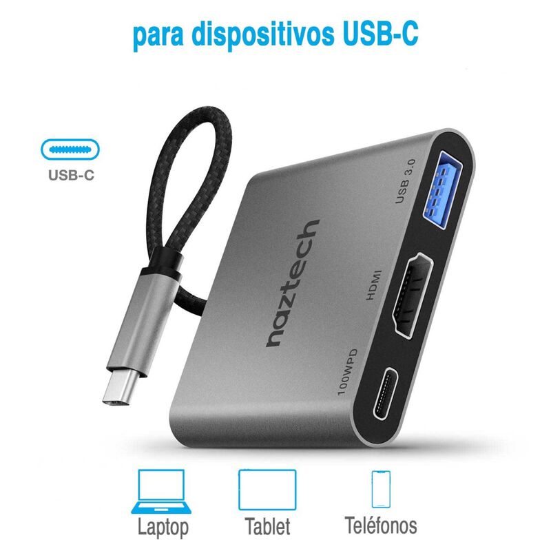 Cable Adaptador HUB NAZTECH USB-C HDMI para tel... image number null