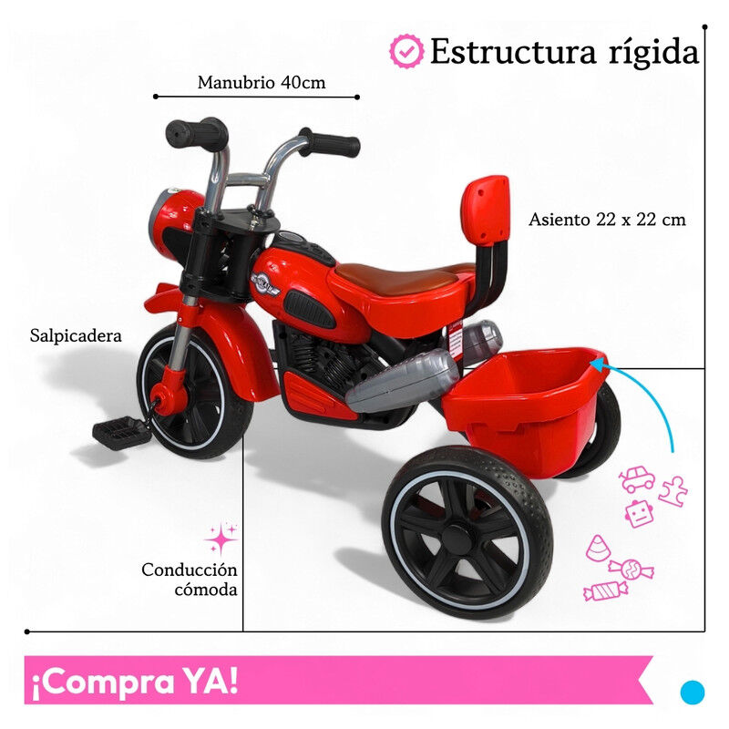 Triciclo Infantil C&oacute;modo C/ Luces y Sonido TEK-... image number null