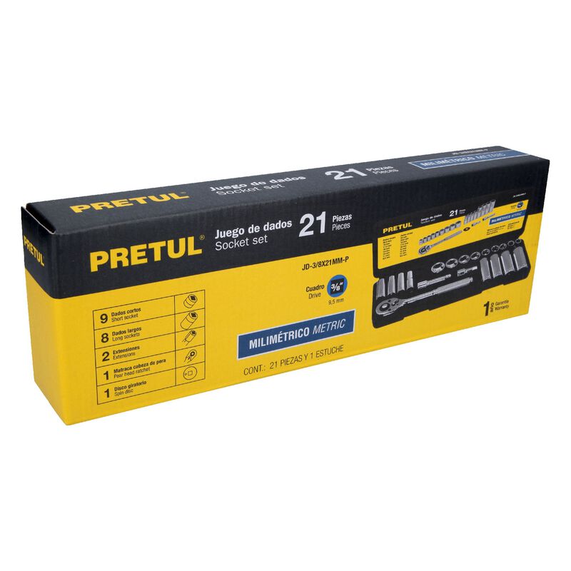 Juego de 21 Herramientas 3/8' Mm para Mecánico ... image number null