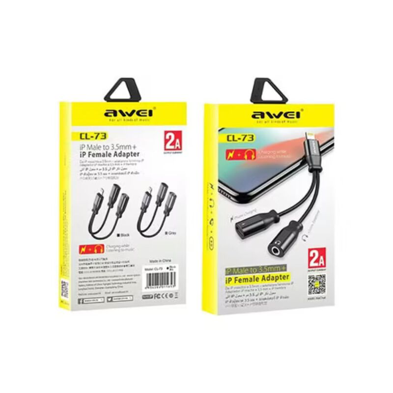 Awei Cl-73 Adaptador Ip Macho 3.5 + Hembra (neg... image number null