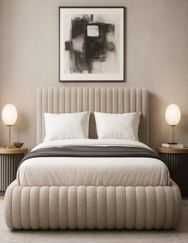 Cama Matrimonial Diana Gris, Tapizado &Aacute;msterdam... image number null