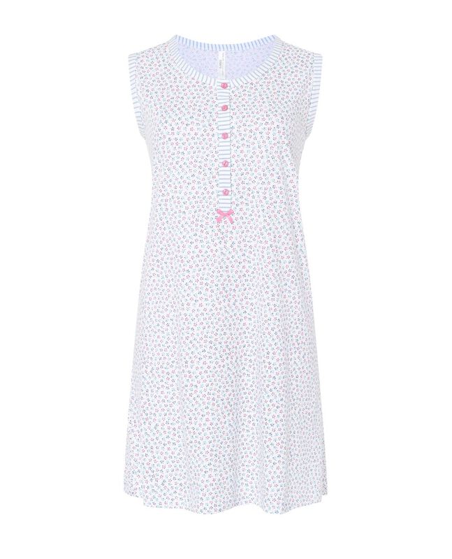 Camis&oacute;n Corto con Estampado de Flores Celeste image number null