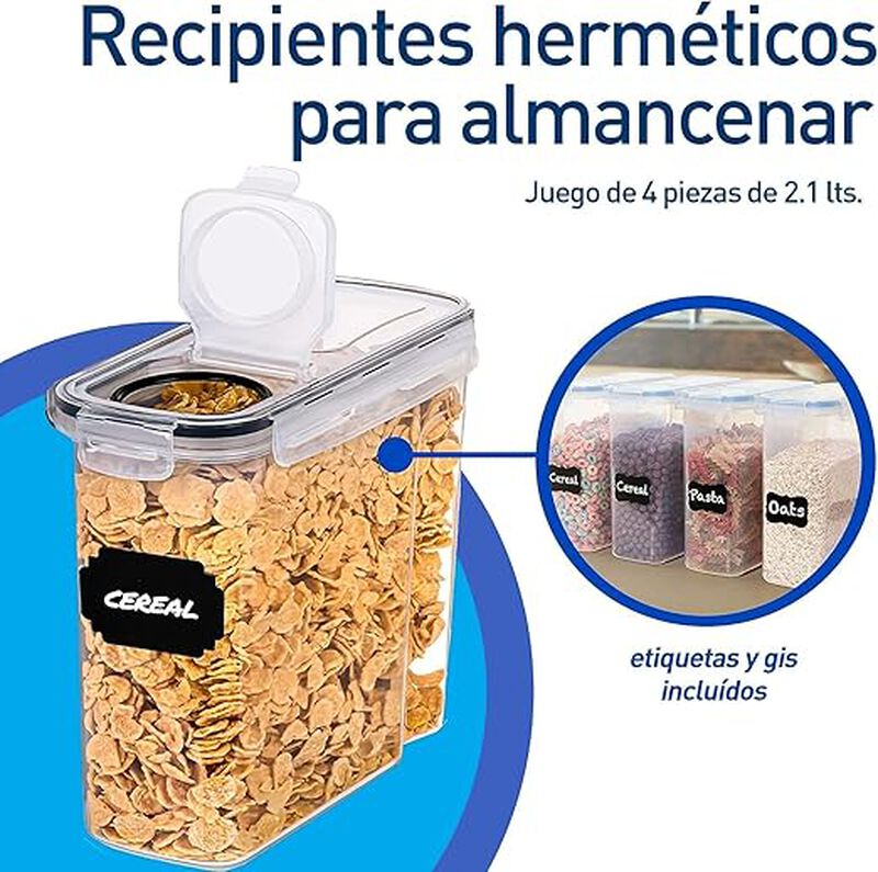 Juego de 4 Recipientes Herm&eacute;ticos Bluelander image number null