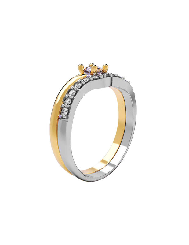 Anillo de Compromiso en Oro de 14K con Circonia... image number null