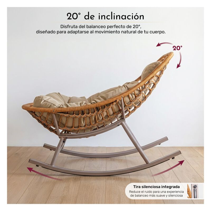 Silla Mecedora Nido Jardimex Comoda Con Cojines... image number null