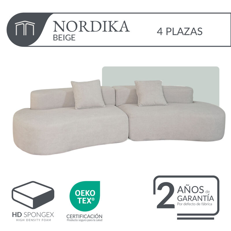 Sof&aacute; Espuma Alta densidad NORDIKA Beige 4 plaza... image number null