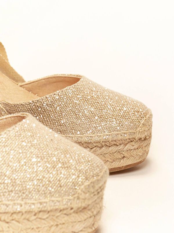 Alpargata de Cu&ntilde;a Alta Cala en Lino Metalizado ... image number null