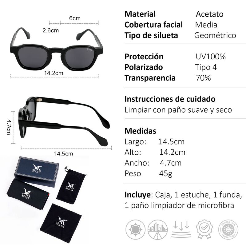 Lentes De Sol Xolek 107 Moda Acetato Hexagonal ... image number null