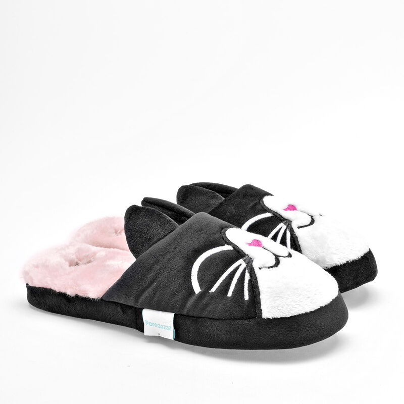 Huarachetas Pantufla para mujer negro blanco image number null