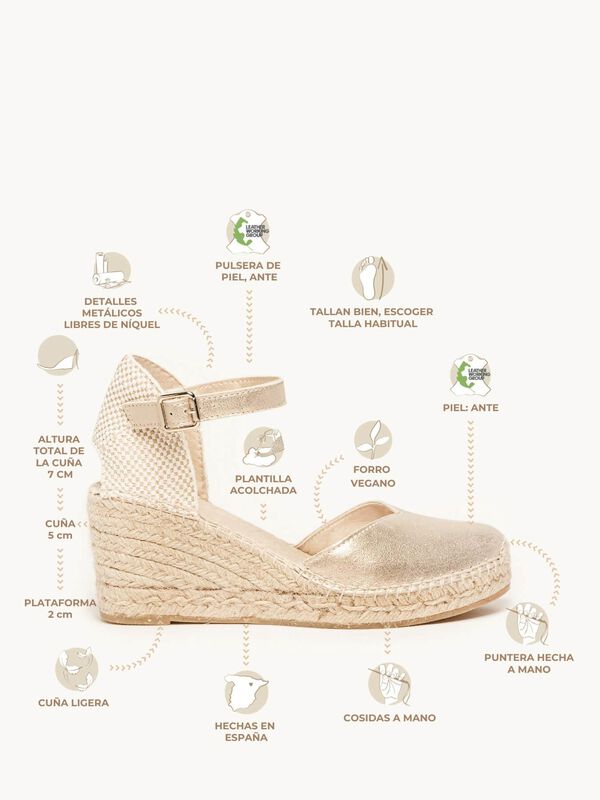 Alpargata Cu&ntilde;a Media Jara Metalizada Oro image number null
