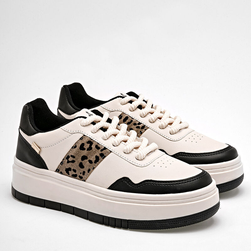 Clasben Tenis urbano para mujer latte negro cam... image number null