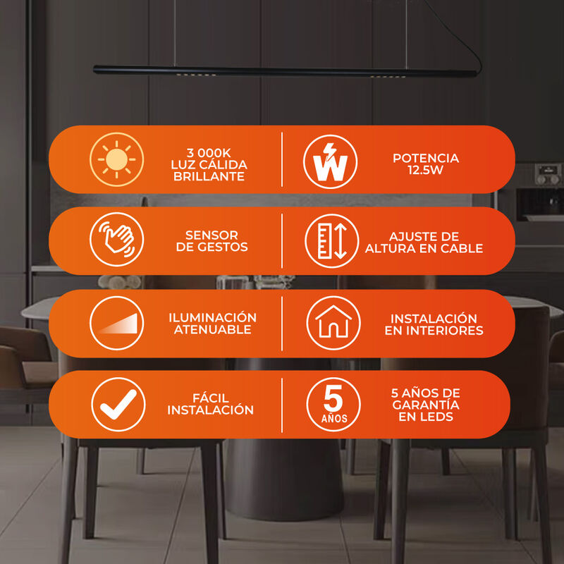 L&aacute;mpara Lineal LED 1.20 m, 12.5 W, Luz C&aacute;lida B... image number null